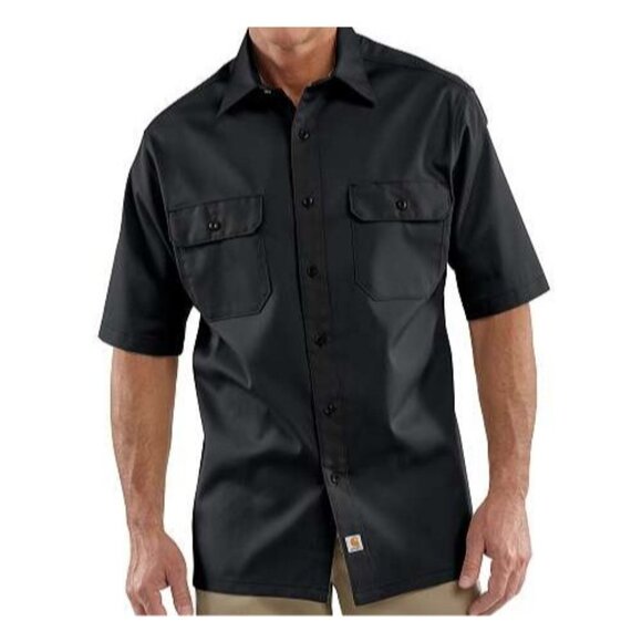 Carhartt Short Sleeve Twill Work Shirt S223 Lot of 2 Black Relaxed Fit Men's 2XL - Picture 2 of 9